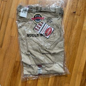 Bugle Boy Khaki Pleated Front Chino Pants Prep School Uniform w Belt Size 18 NWT